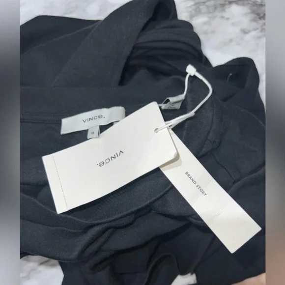 VINCE - Wrap Waist Cotton Jersey Sleeveless Midi Back cout out Dress in Black - Picture 7 of 8